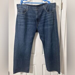 Levis 569 Jeans Mens‎ 42x30 Blue Dark Wash Cotton Loose Straight Fit Denim